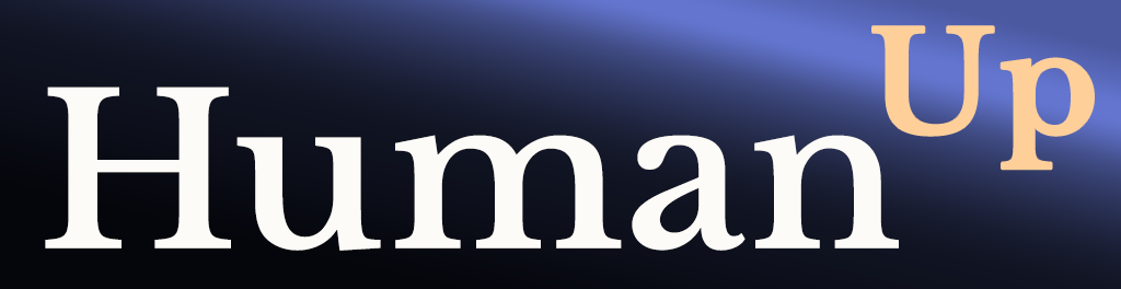 HumanUp Wordmark on Sapphire Background