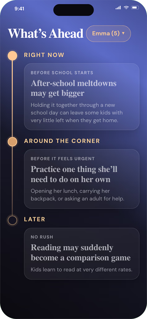 What’s Ahead in HumanUp, showing what may matter next for a child